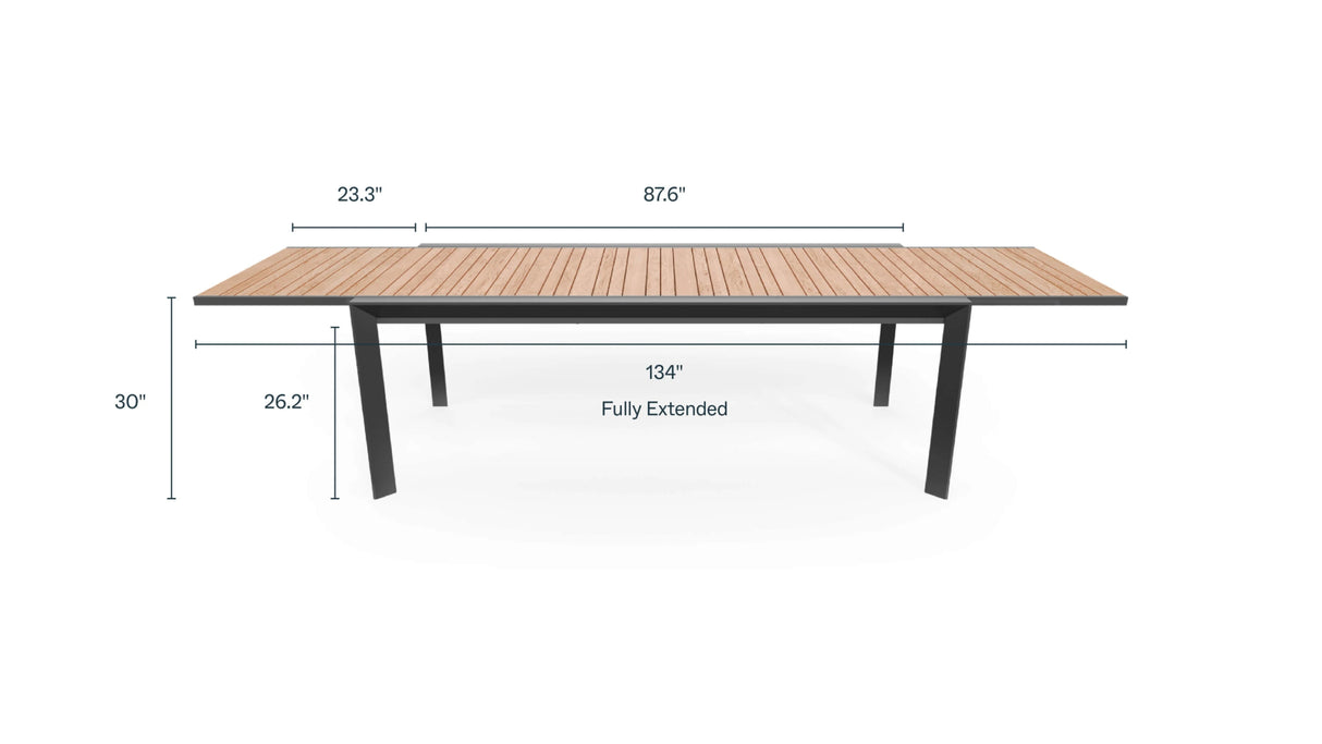 12 Seat Teak Aluminum Expandable Dining Set - 12 Director's Chairs - Majestic Patio