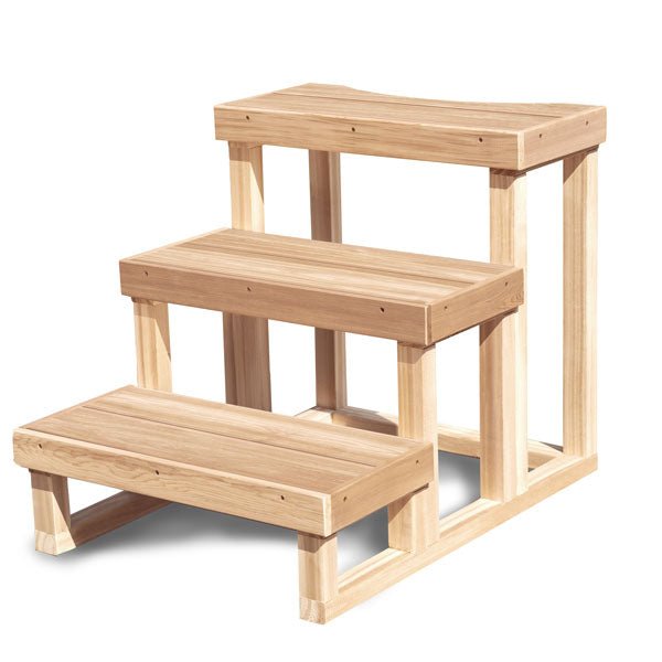 3 Tier Steps for Cold Plunge - Clear Red Cedar - Majestic Patio