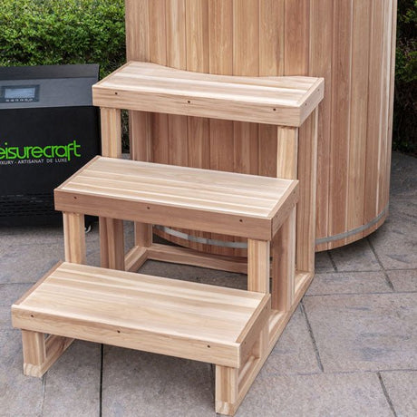 3 Tier Steps for Cold Plunge - Clear Red Cedar - Majestic Patio