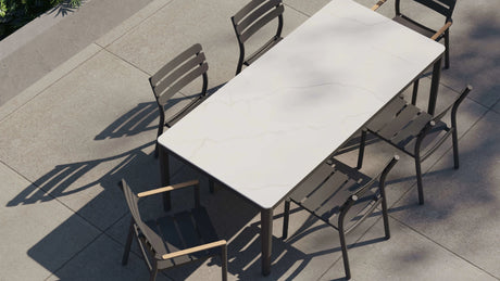 6 Seat OuterStone Dining Set in Glacier White - 6 Chairs - Majestic Patio