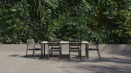 6 Seat OuterStone Dining Set in Glacier White - 6 Chairs - Majestic Patio