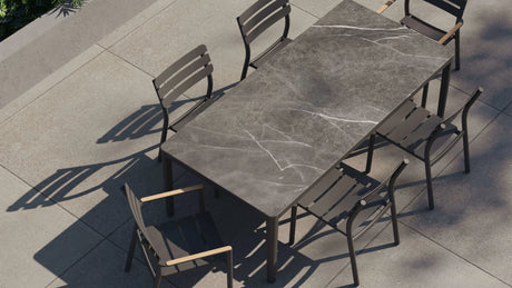 6 Seat OuterStone Dining Set in Mineral Gray - 6 Chairs - Majestic Patio