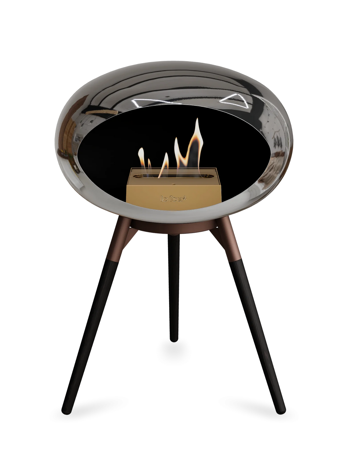 Le Feu - Dome Chromed Silver Ground Wood Low - Fireplace