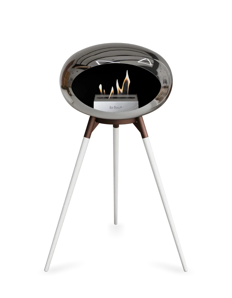 Le Feu - Dome Chromed Silver Ground Wood High - Fireplace - Majestic Patio