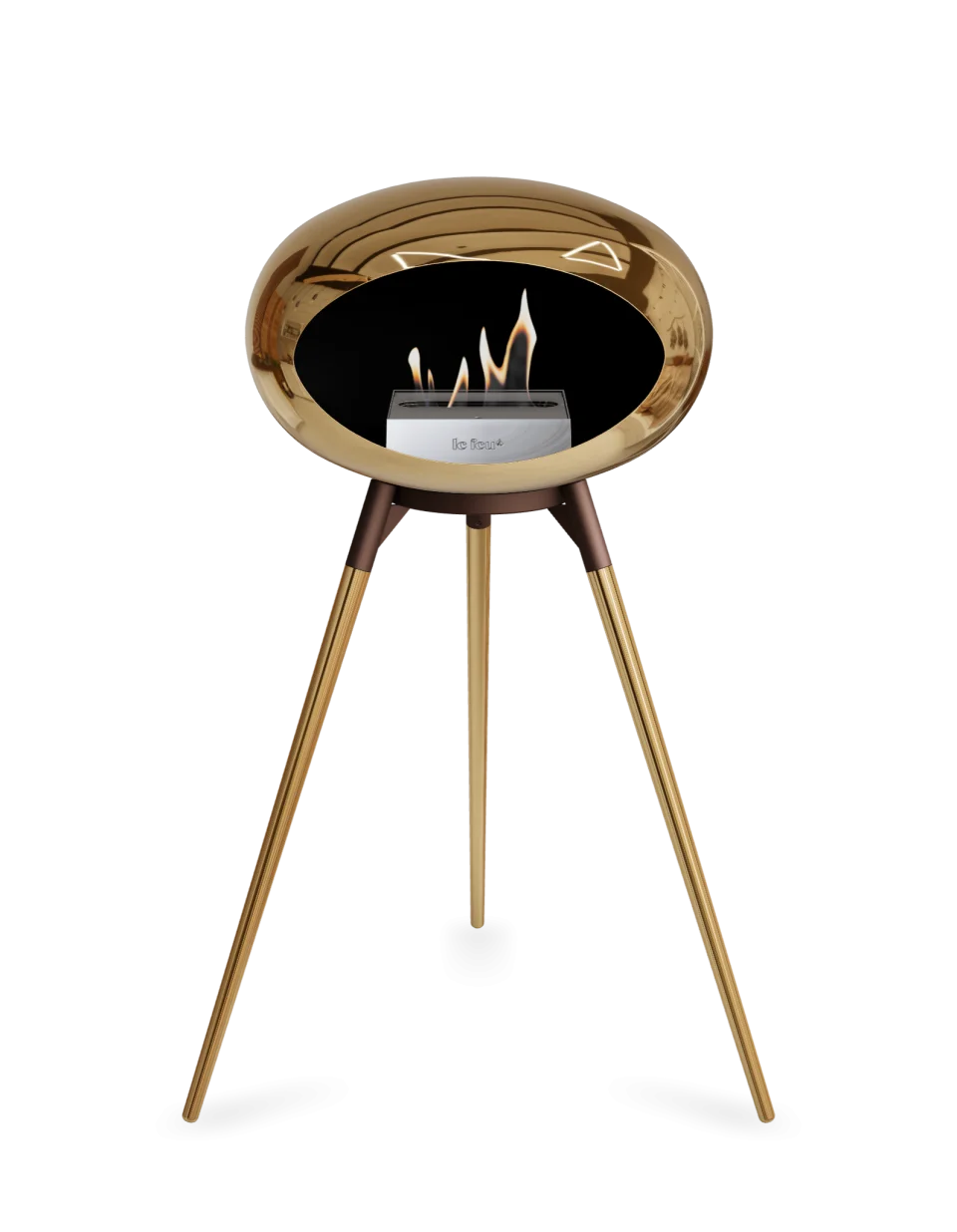 Le Feu - Dome Chromed Rose Gold Ground Wood High - Fireplace - Majestic Patio