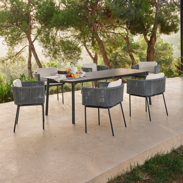 Boston Rectangular Dining Table with Glass - Majestic Patio