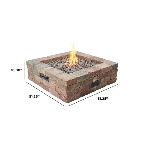 Bronson Block Square Gas Fire Pit Kit - Majestic Patio