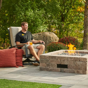 Bronson Block Square Gas Fire Pit Kit - Majestic Patio