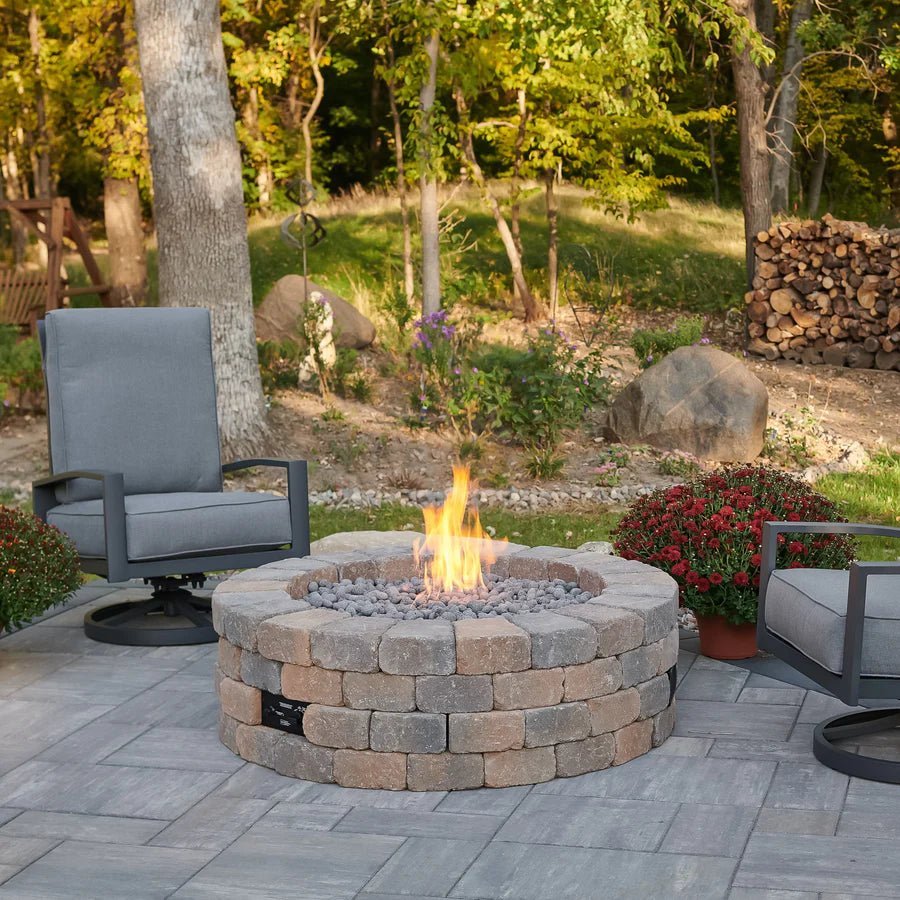 Bronson Block Square Gas Fire Pit Kit - Majestic Patio