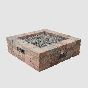 Bronson Block Square Gas Fire Pit Kit - Majestic Patio