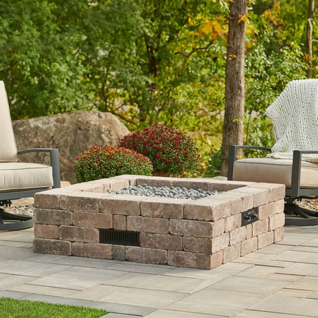 Bronson Block Square Gas Fire Pit Kit - Majestic Patio