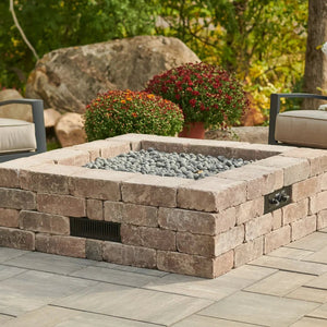 Bronson Block Square Gas Fire Pit Kit - Majestic Patio