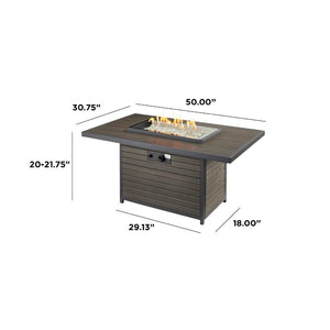 Brooks Rectangular Gas Fire Pit Table - Majestic Patio