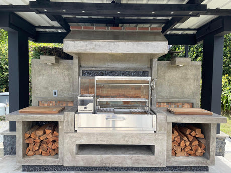 Built In Santa Maria Argentine Wood Fire & Charcoal Gaucho Grill Built In - Majestic Patio