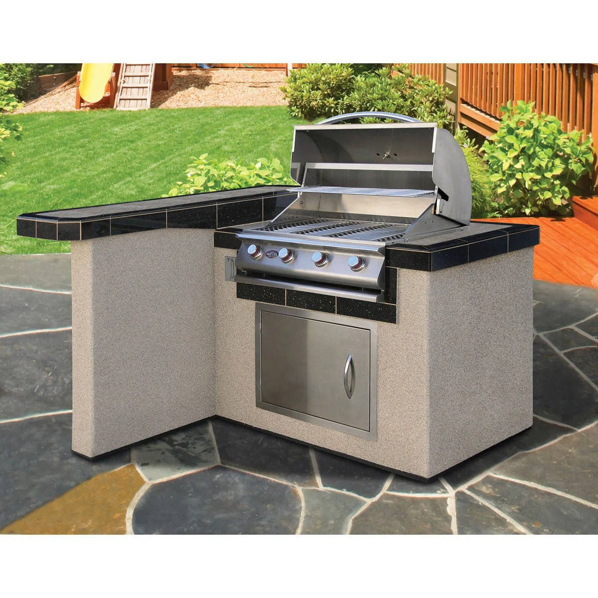 Cal Flame 4 Ft. BBQ Island L - Shaped BBK401 - Majestic Patio