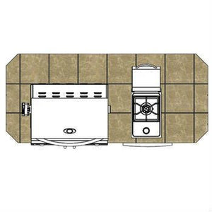 Cal Flame 7 foot BBQ Grill Island with P4 Four Burner Gas Grill, Fridge, Rotisserie Kit BBK710 - Majestic Patio