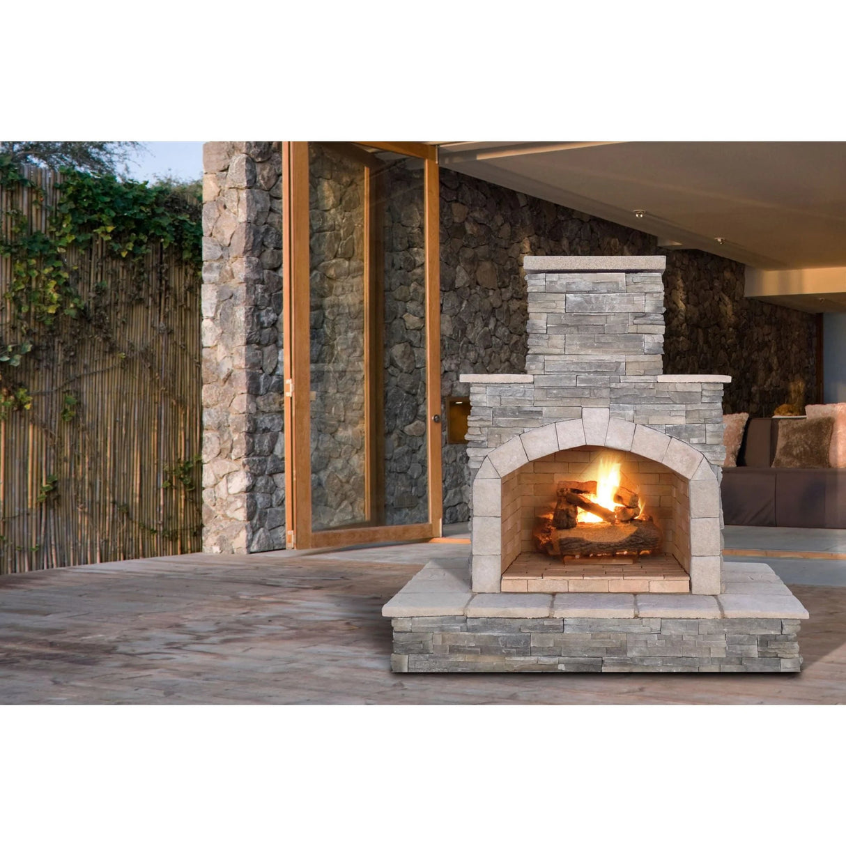 Cal Flame 78 inch Outdoor Fireplace FRP - 908 - 3 - Majestic Patio