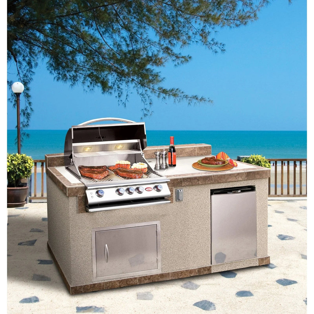 Cal Flame Customizable 6 Foot BBQ Island Pavilion PV6004 - Majestic Patio