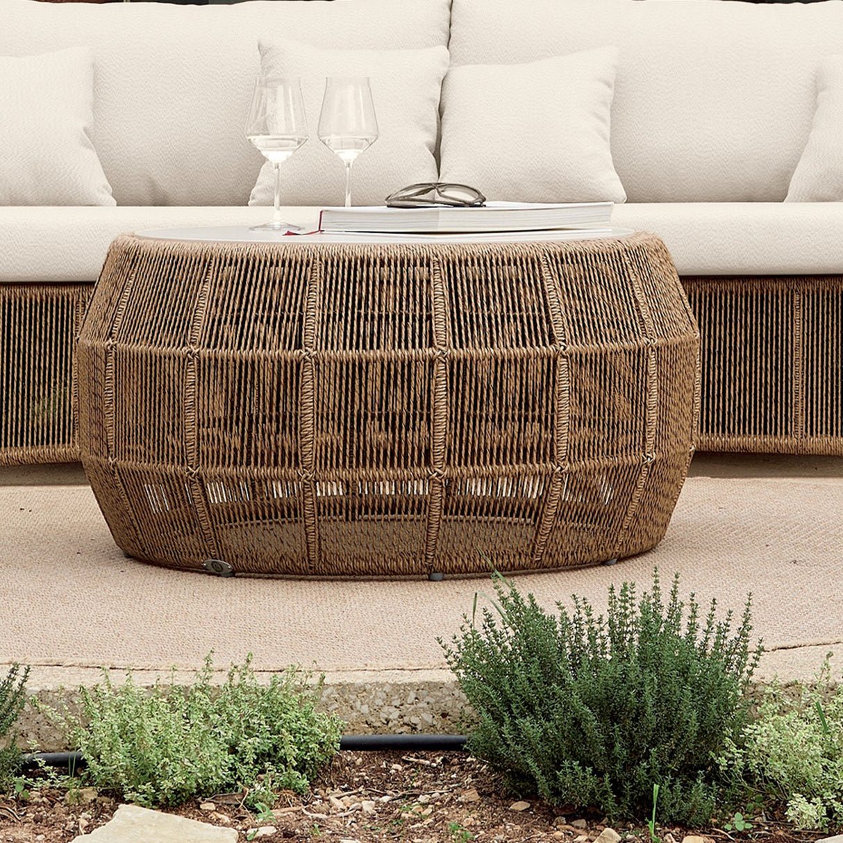 Calixto Coffee Table with Glass - Majestic Patio