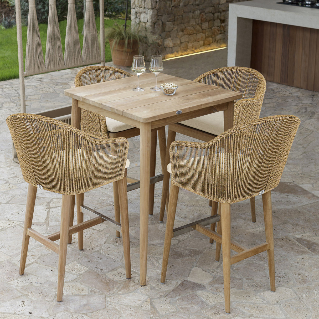 Calixto Square Teak Pub Table - Majestic Patio