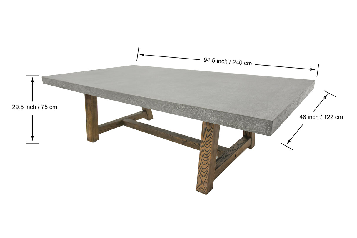 Elementi Seine 94.5" Rectangular Concrete Dining Table