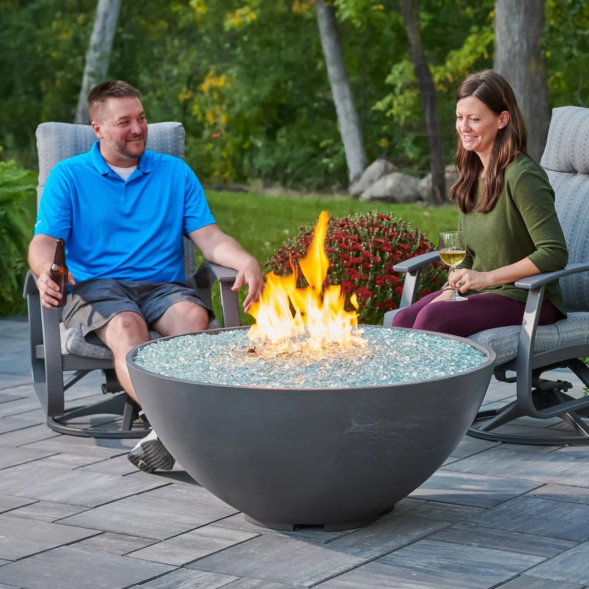 Cove Edge Round Gas Fire Pit Bowl 42" - Majestic Patio