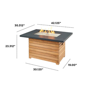 Darien Rectangular Gas Fire Pit Table 42" - Majestic Patio