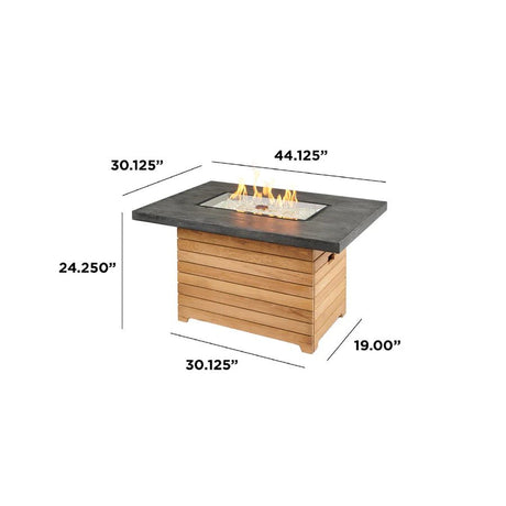 Darien Rectangular Gas Fire Pit Table 42" - Majestic Patio