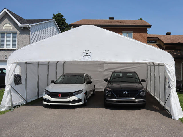 Deluxe Double Car Shelter 20′ x 20′ - Majestic Patio