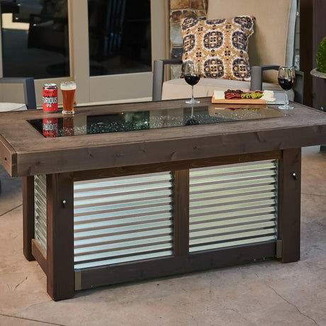 Denali Brew Linear Gas Fire Pit Table - Majestic Patio