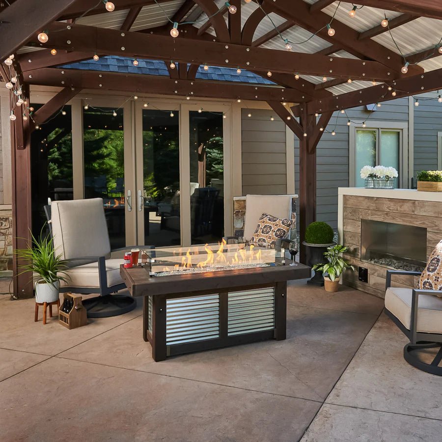 Denali Brew Linear Gas Fire Pit Table - Majestic Patio