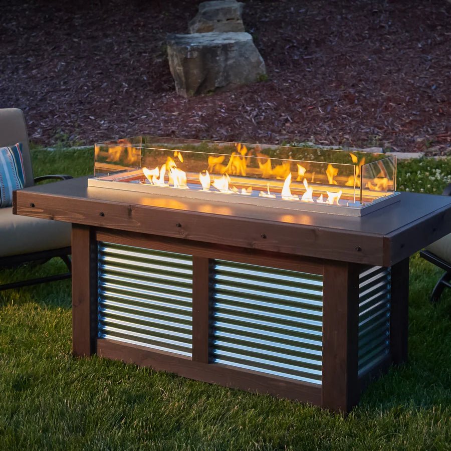 Denali Brew Linear Gas Fire Pit Table - Majestic Patio