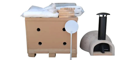 DIY Tuscany Wood Fired Oven Kit, Includes Stainless Steel Flue & Black Door 38Dx37Wx23H - Majestic Patio