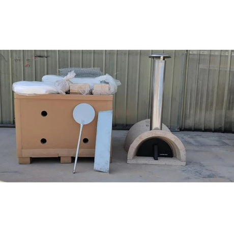 DIY Tuscany Wood Fired Oven Kit, Includes Stainless Steel Flue & Black Door 38Dx37Wx23H - Majestic Patio