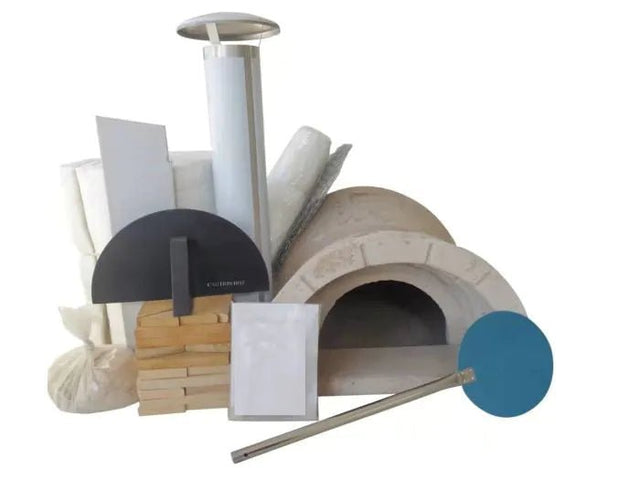 DIY Tuscany Wood Fired Oven Kit, Includes Stainless Steel Flue & Black Door 50Dx39Wx25H - Majestic Patio