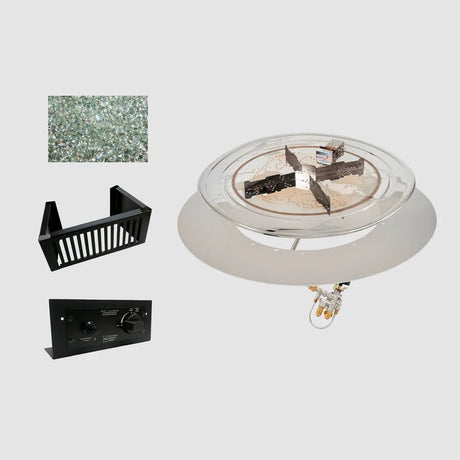 Do - It - Yourself Crystal Fire Plus Round Gas Burner Kit - Block/Paver Application - Majestic Patio