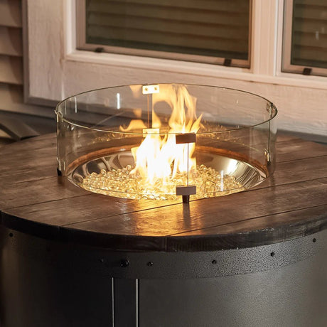 Edison Round Gas Fire Pit Table - Majestic Patio