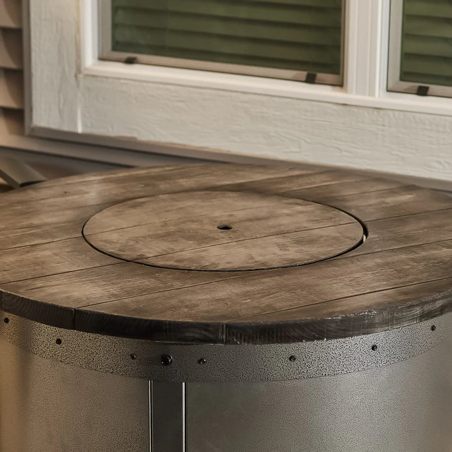 Edison Round Gas Fire Pit Table - Majestic Patio