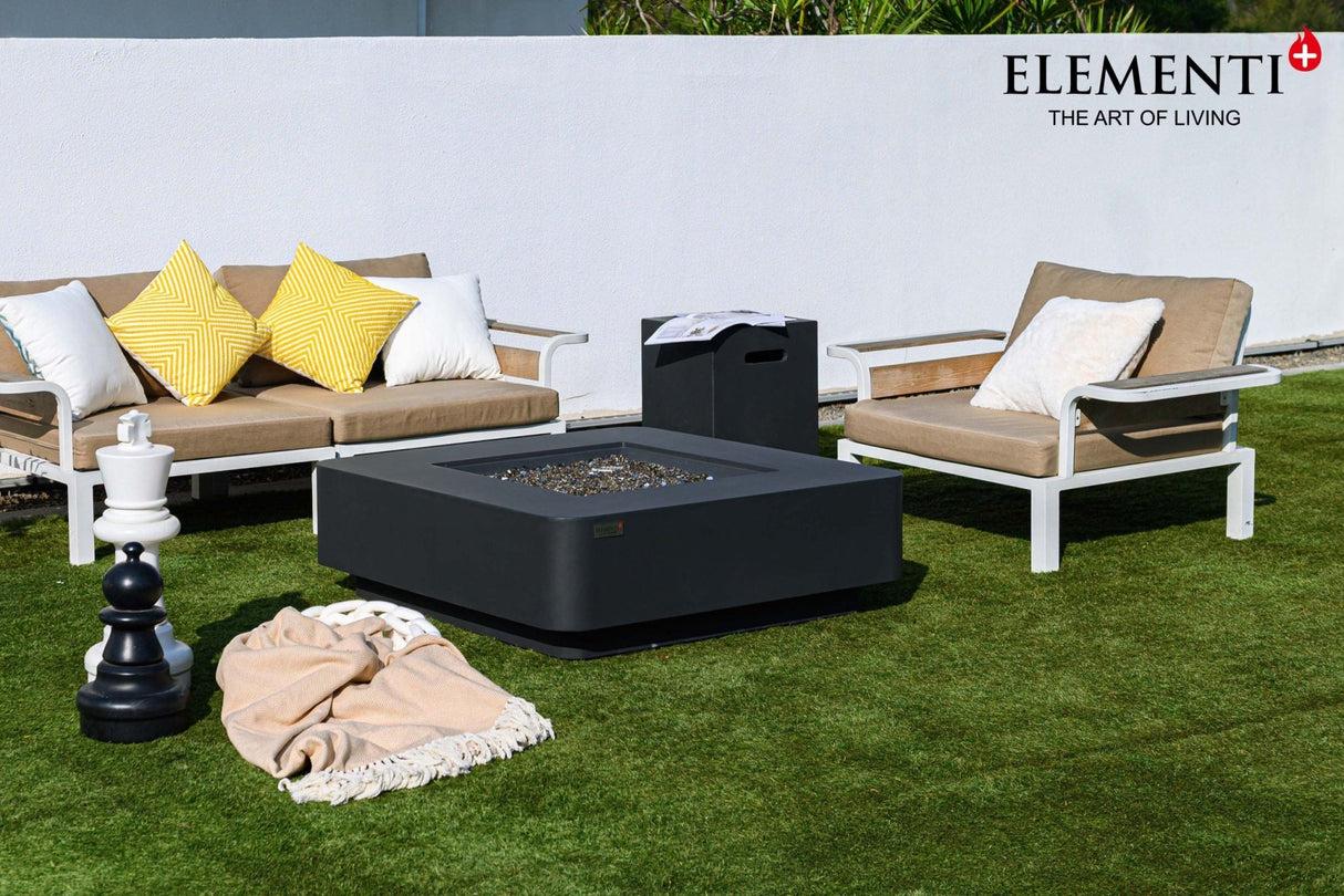 Elementi Bergamo & Lucerne Square Rounded Corner Fire Table - Majestic Patio