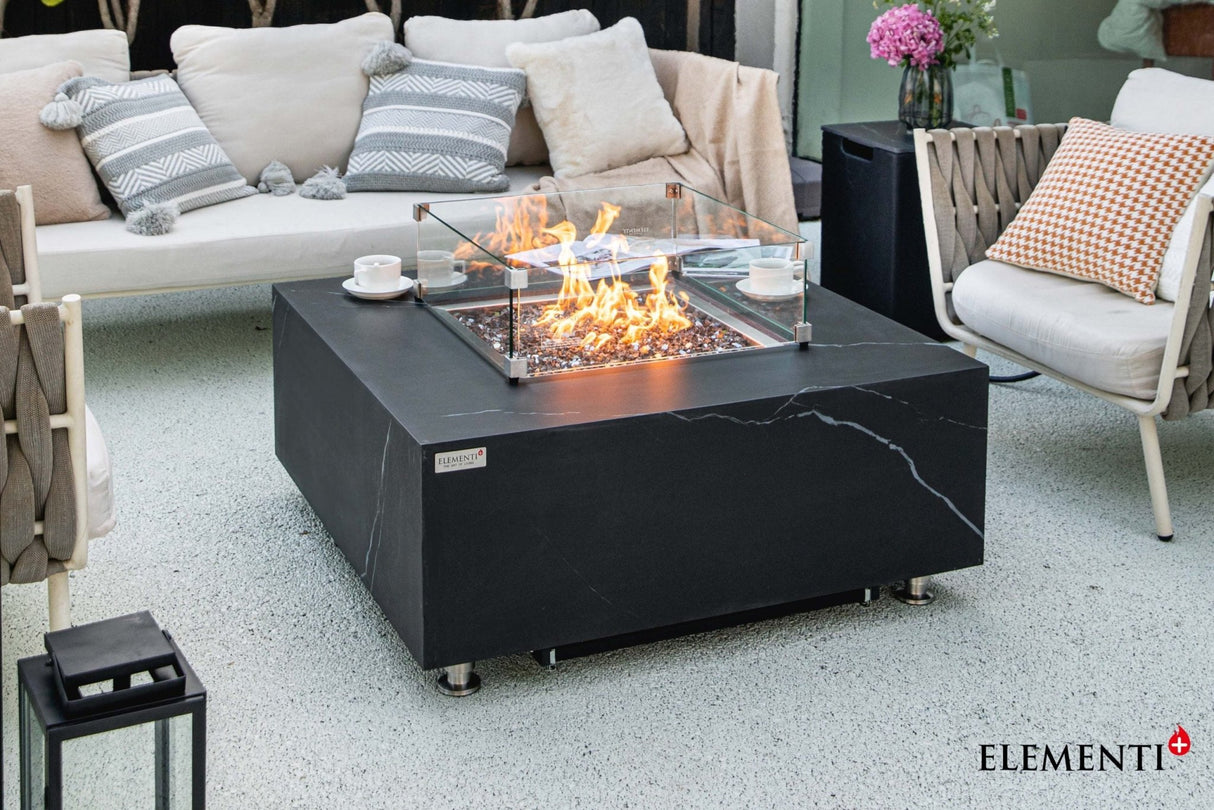 Elementi Bianco & Sofia Porcelain Fire Table - Majestic Patio