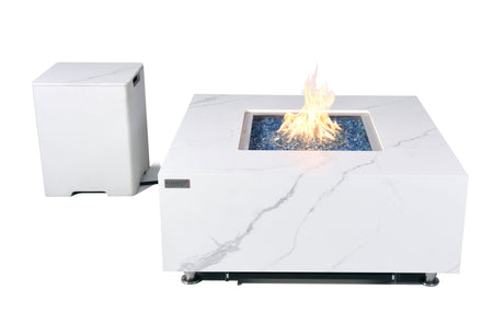 Elementi Bianco & Sofia Porcelain Fire Table - Majestic Patio