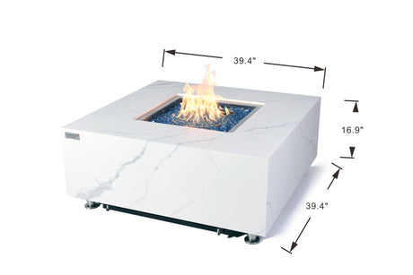 Elementi Bianco & Sofia Porcelain Fire Table - Majestic Patio