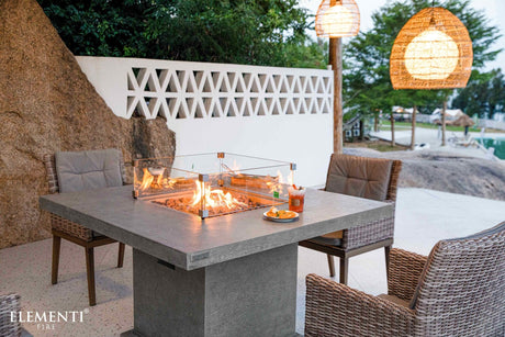 Elementi Birmingham Fire Pit Dining Table - Light Gray - Majestic Patio