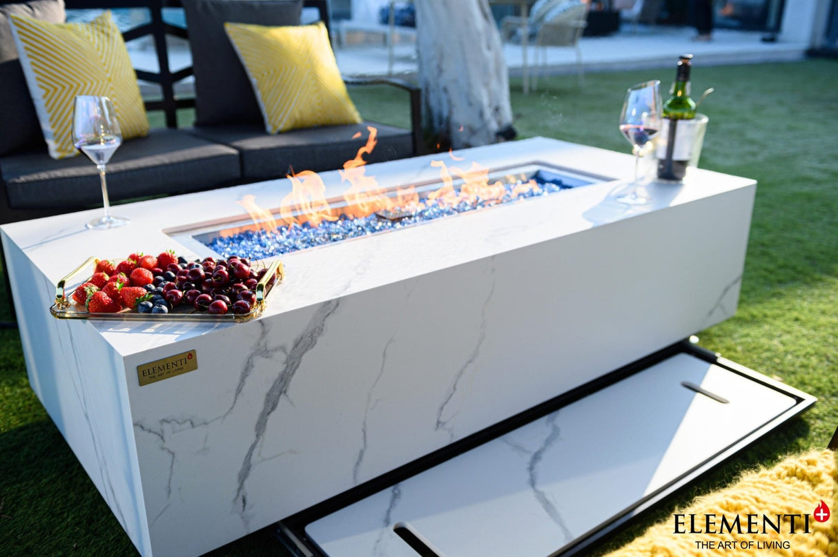 Elementi Carrara & Varna Porcelain Fire Table - Majestic Patio