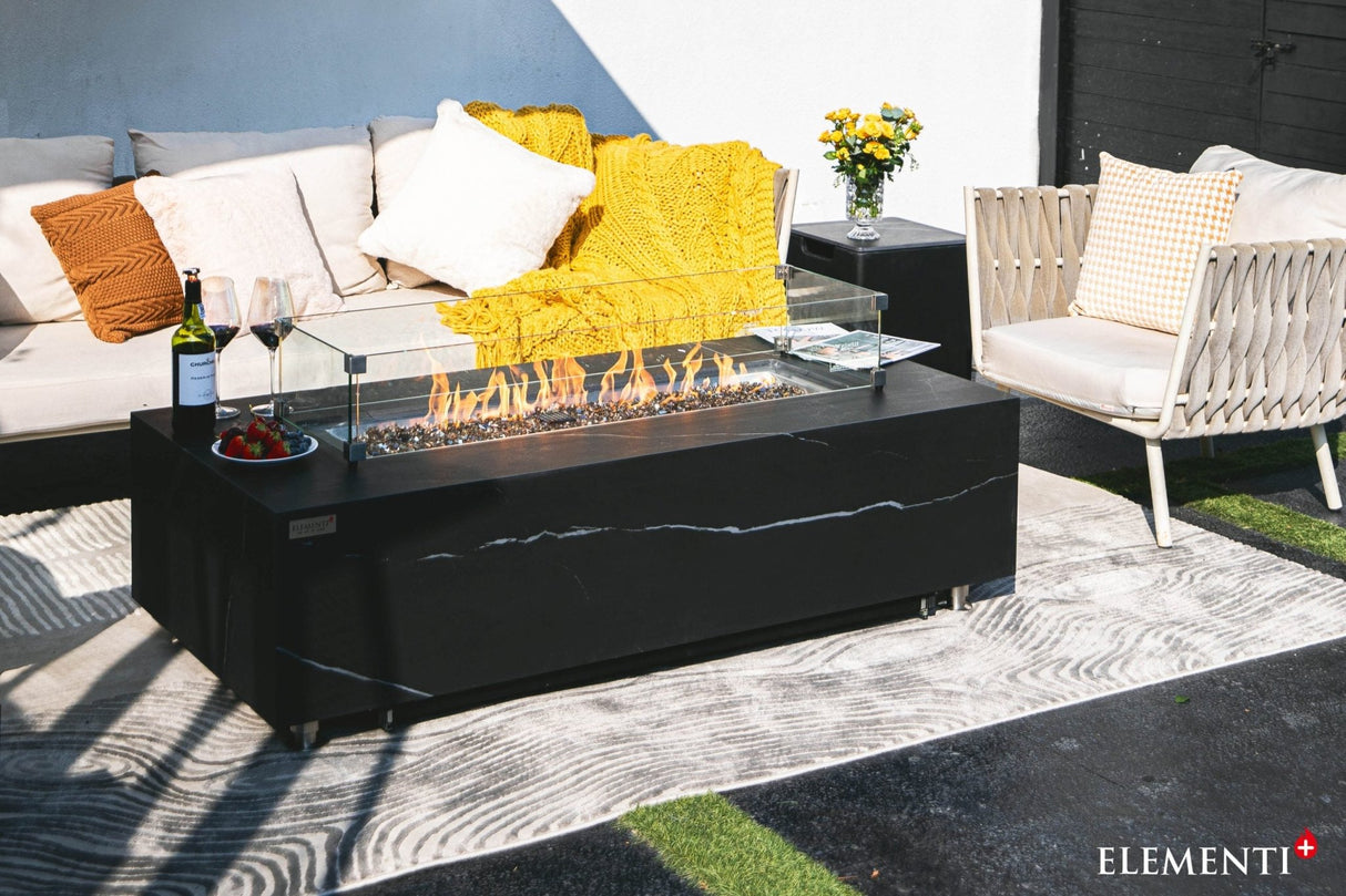 Elementi Carrara & Varna Porcelain Fire Table - Majestic Patio