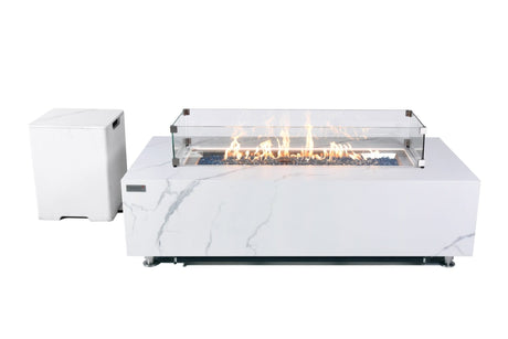 Elementi Carrara & Varna Porcelain Fire Table - Majestic Patio