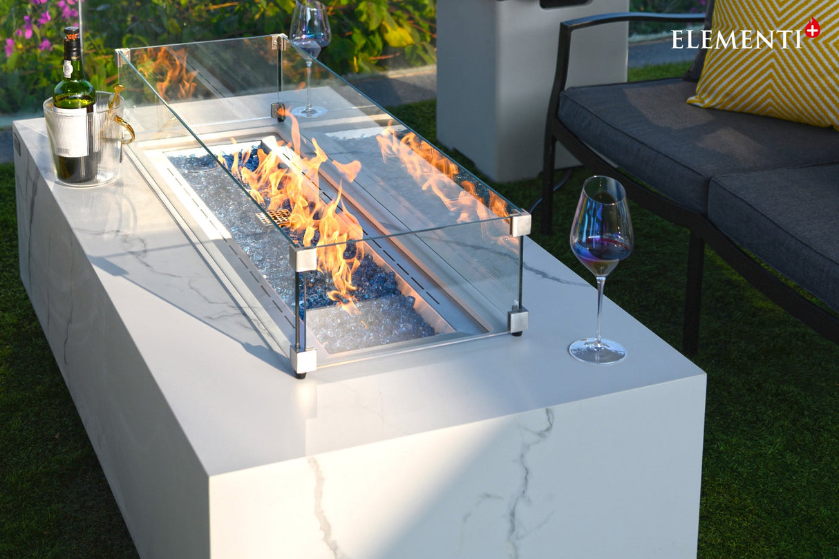 Elementi Carrara & Varna Porcelain Fire Table - Majestic Patio