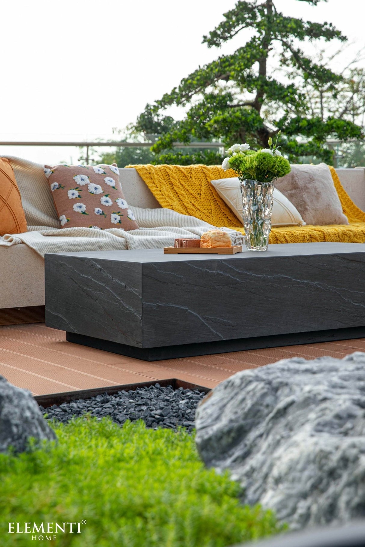 Elementi Colorad L60" Rectangular Concrete Coffee Table - Majestic Patio