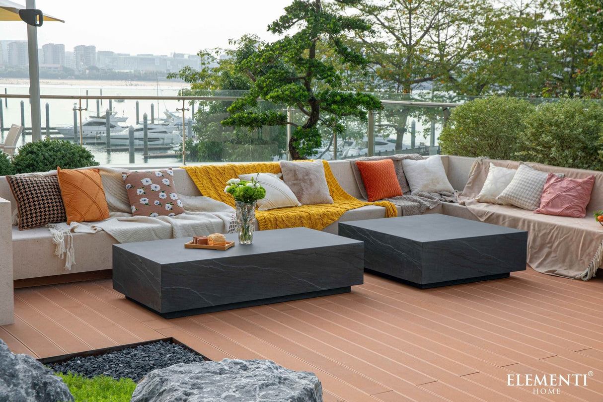 Elementi Colorad L60" Rectangular Concrete Coffee Table - Majestic Patio