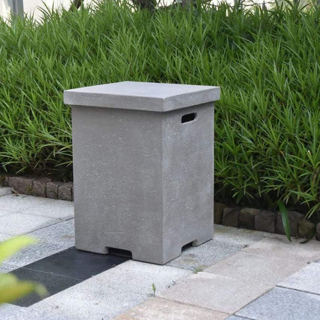 Elementi Concrete Square Tank Cover - Light Gray - Majestic Patio